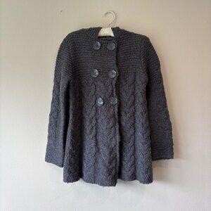 BCBG Size M wool chunky cardigan sweater with hood